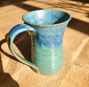 Handcrafted Blue and Green Ceramic Mug